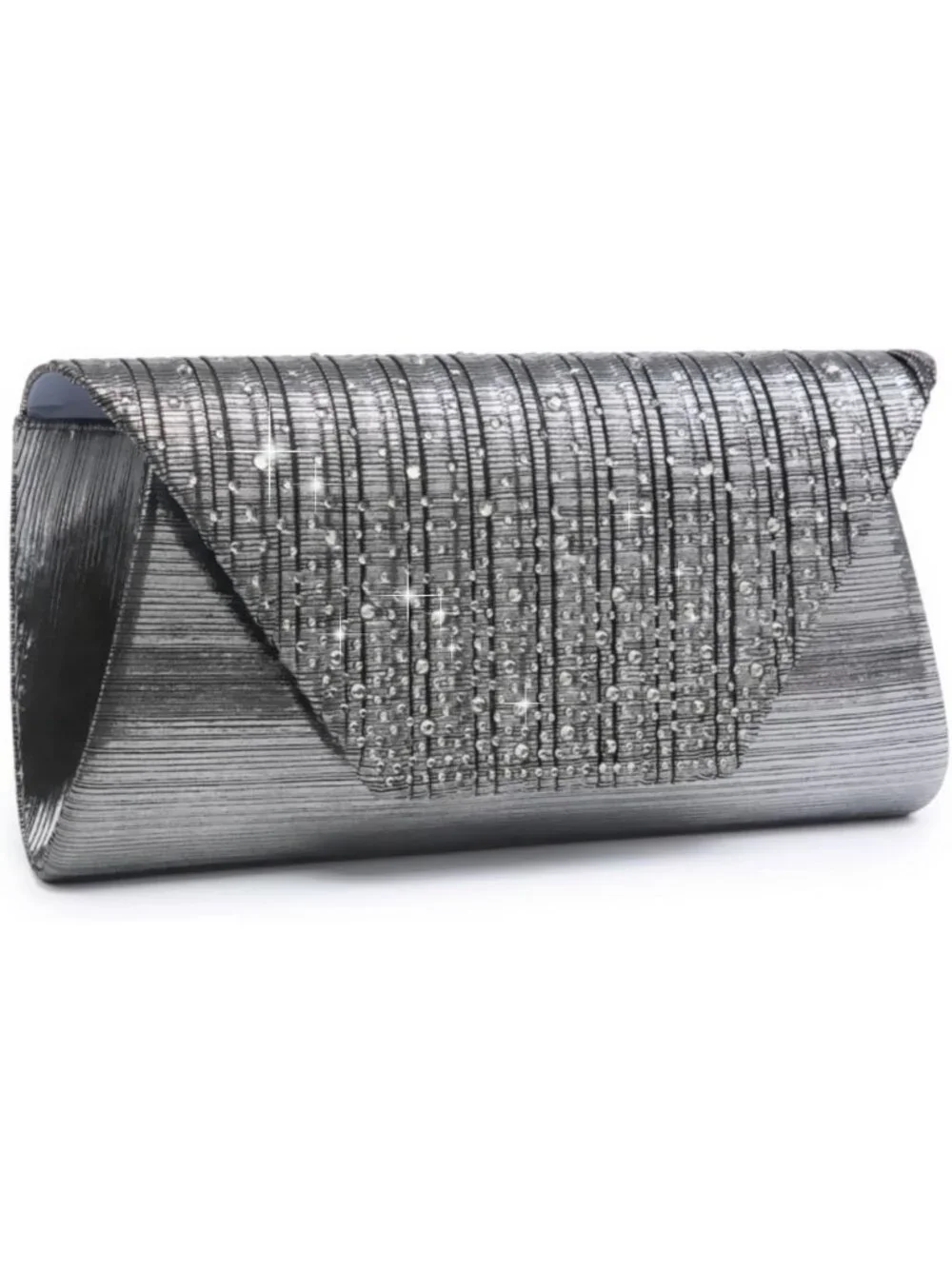 Women’s Grey Clutch Purse With Detachable Chain Wedding Formal Evening Bag